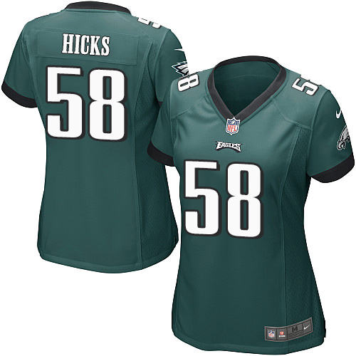 Women's Game Jordan Hicks Nike Jersey Midnight Green Home - #58 NFL Philadelphia Eagles